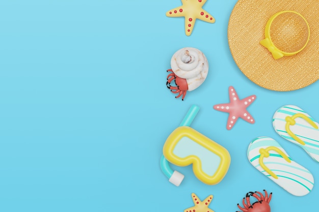 3D レンダリングの夏の背景