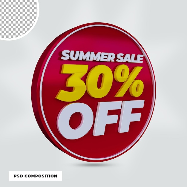 PSD 3d render summer sale discount promotion isolated