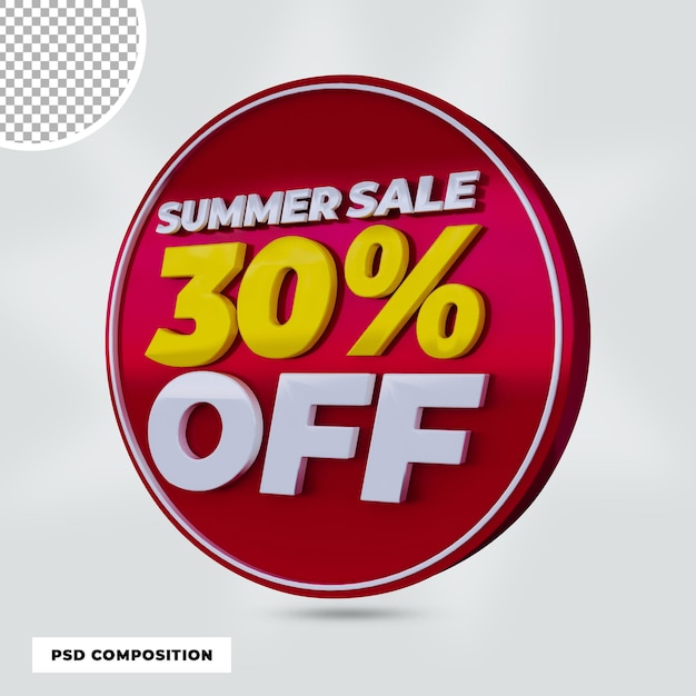 3d render summer sale discount promotion isolated