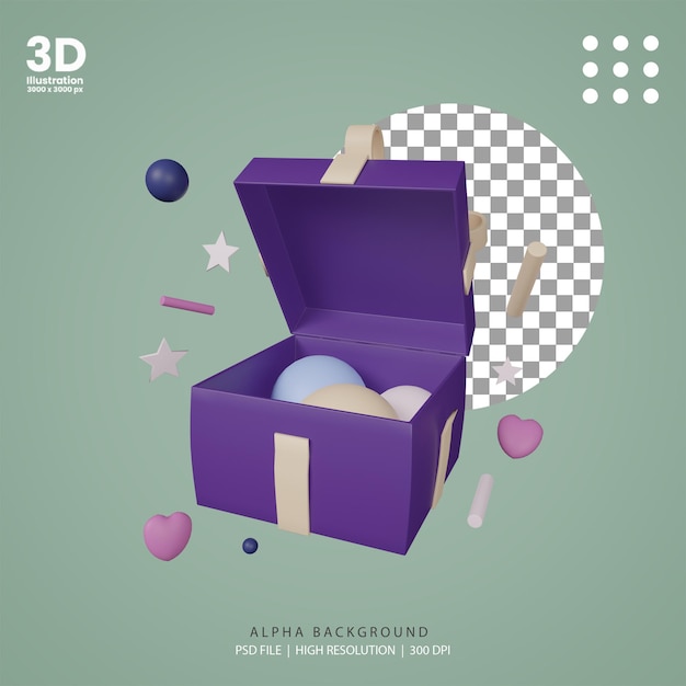 PSD 3d render surprise box illustrazione