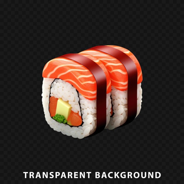 PSD 3d-render sushi geïsoleerd op transparante achtergrond