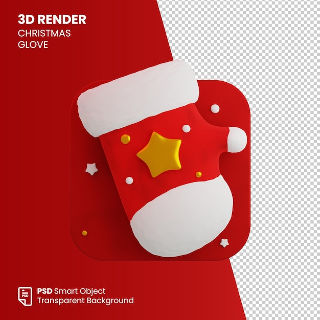 3d Render świąteczna Rękawiczka