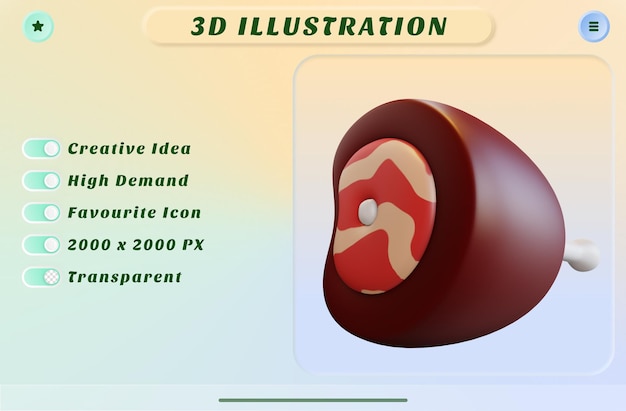 3d Render świeże Mięso W Plasterkach