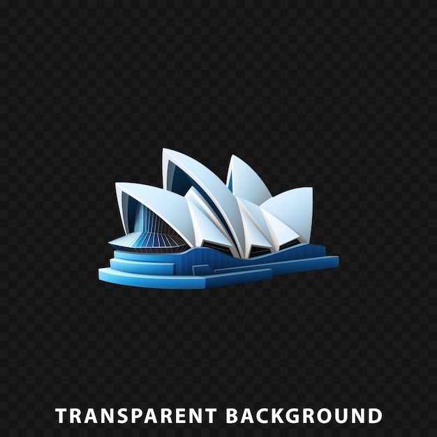 PSD 3d render sydney opera house isolated on transparent background