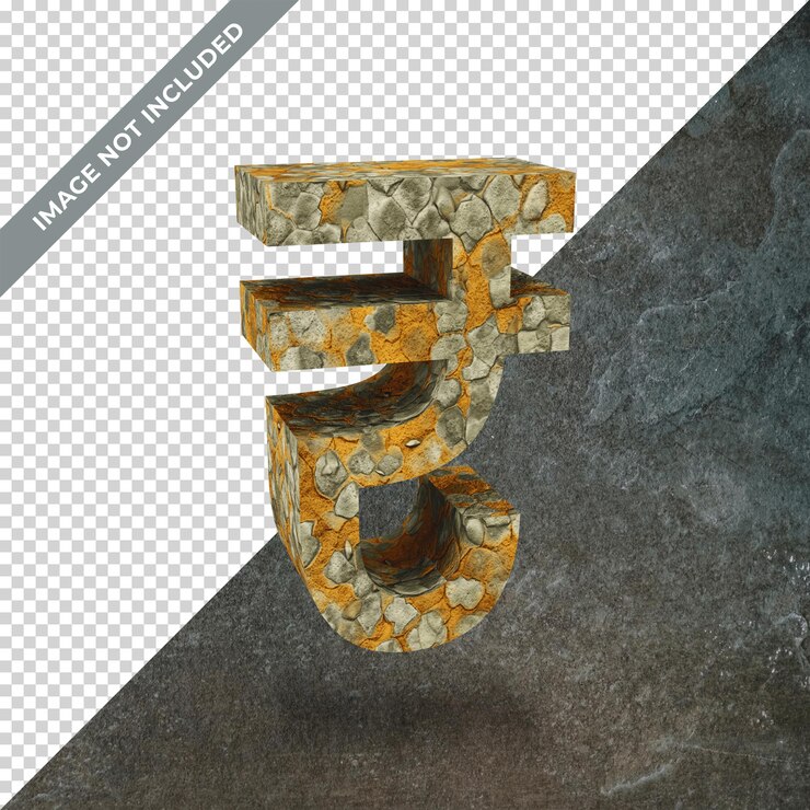 PSD 3d render of symbol of indian currency with isolated background