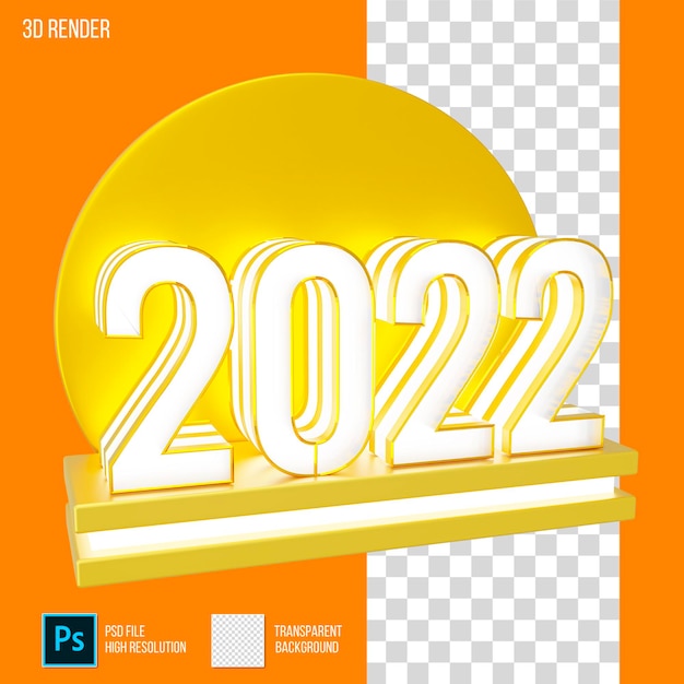 3D render szczęśliwego nowego roku 2022