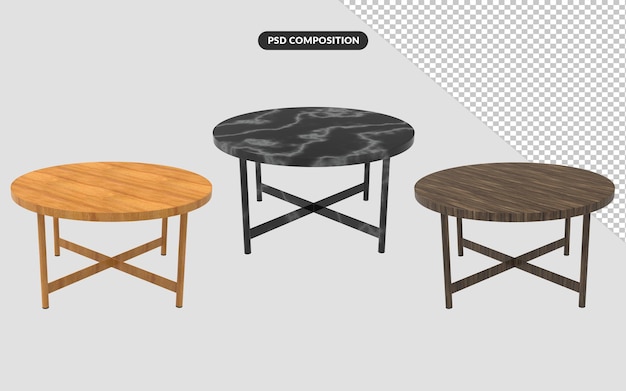 3d render table isolated premium psd