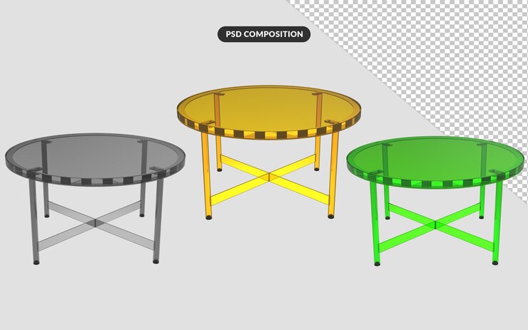 PSD 3d render table transparent set isolated premium psd