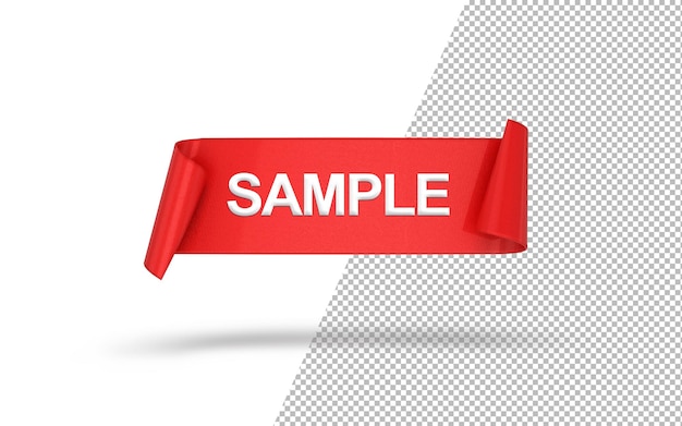 PSD 3d render tag rolling red (transparent background)