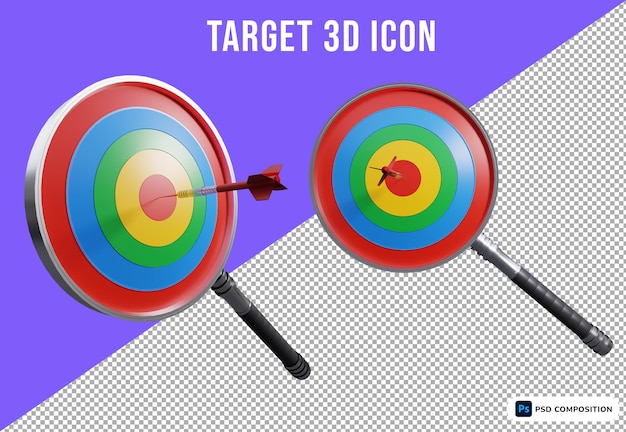 3d render target magnifying glass with tranparant background