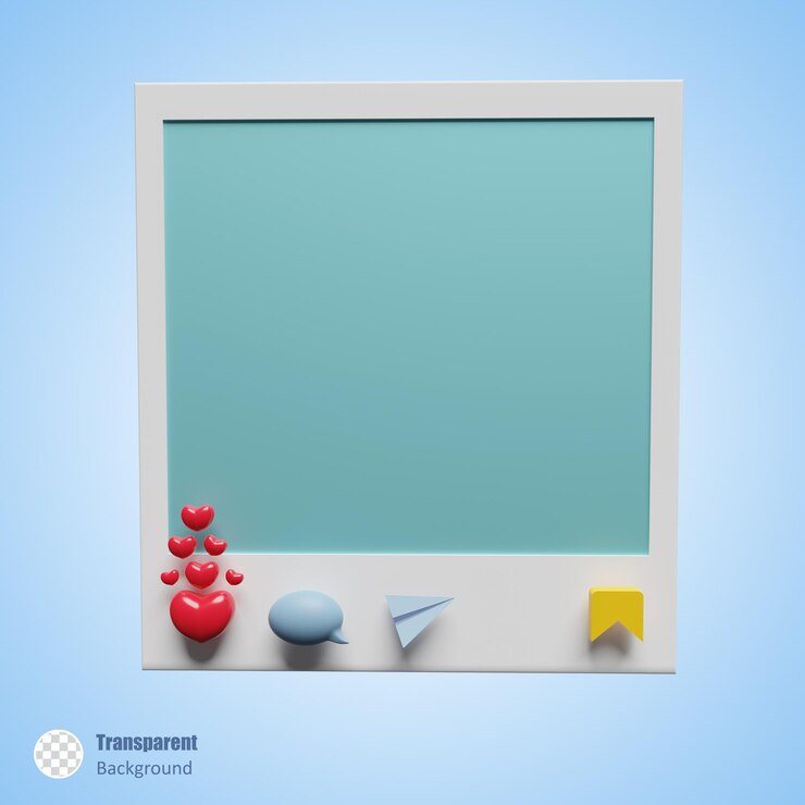 PSD 3d render tasarımında boş profil çerçevesi