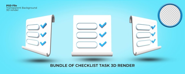 3d render task list transparent png blue color