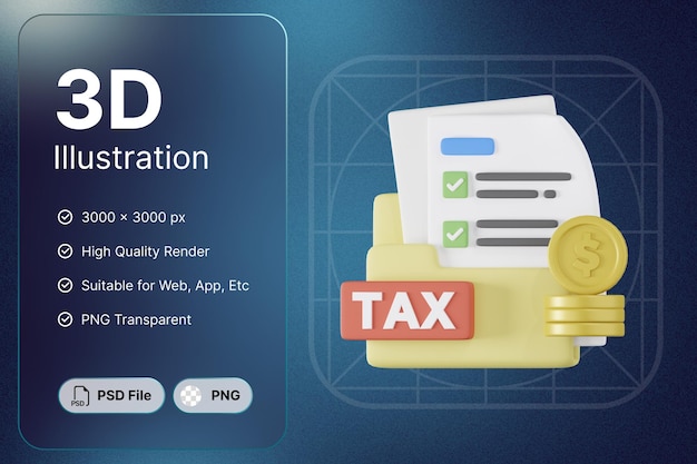 PSD 3 d レンダリング税会計金融コンセプト モダンなデザイン