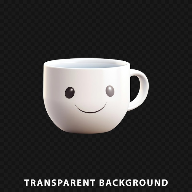 3d render tea cup isolated on transparent background