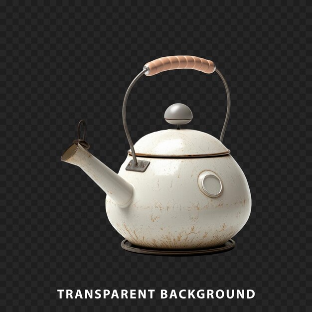 3d render tea kettle isolated on transparent background