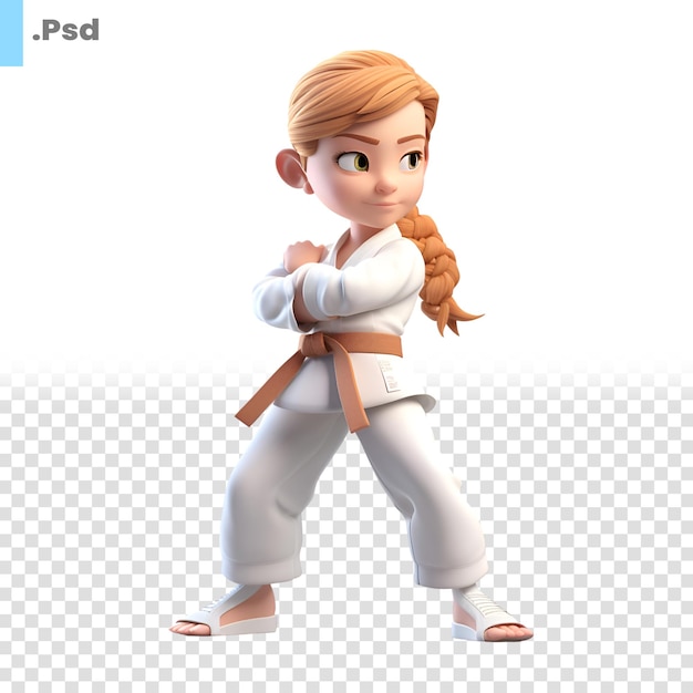 PSD rendering 3d di un adolescente con modello psd cintura taekwondo
