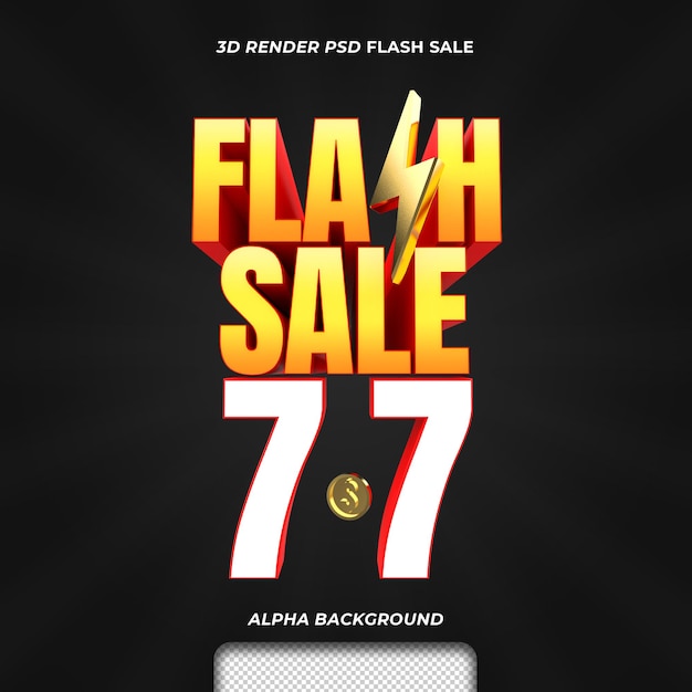 3d render tekst flash verkoop korting promotie 7 7