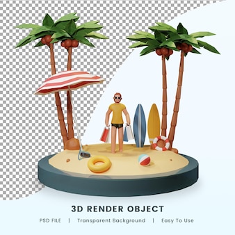 3d render template banner social media summer con un podio psd premium