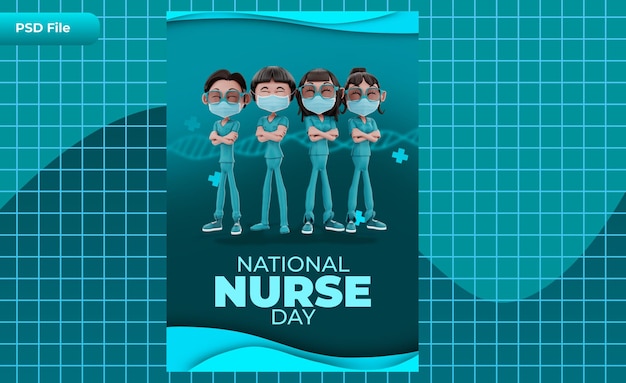 illustrazione della giornata nazionale dell'infermiera del modello di rendering 3d