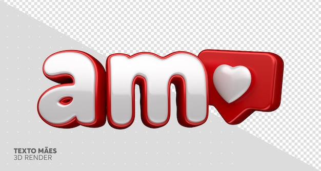 PSD 3d render text amo in brazil