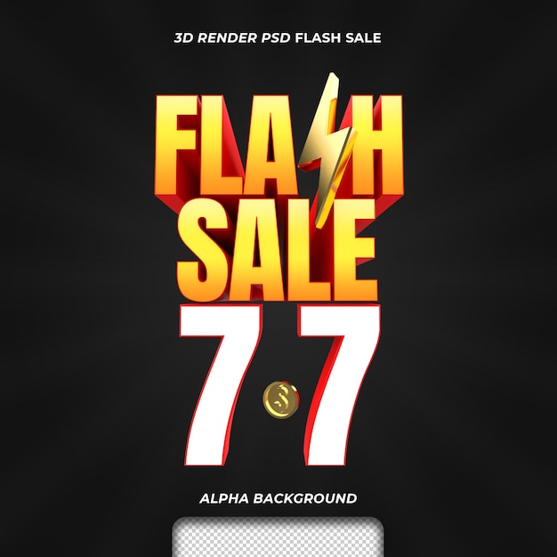 3d render text flash sale discount promotion 7 7