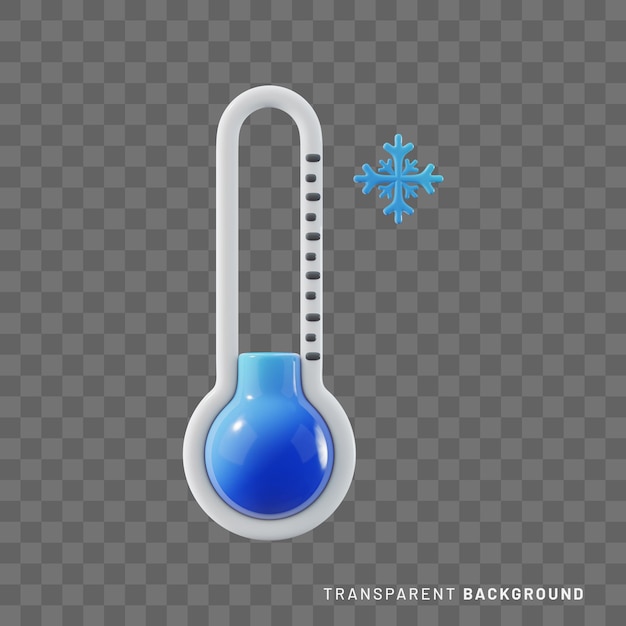 PSD rendering 3d del termometro con icona di bassa temperatura