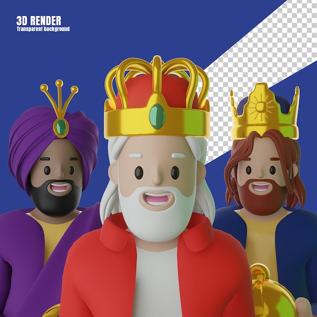 PSD 3d render three kings reyes magos