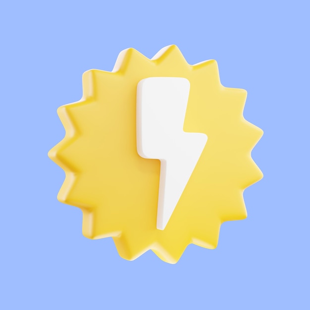 3d render thunderbolt icon flash lightning danger and power