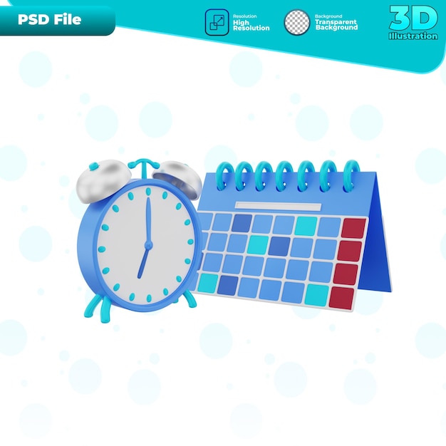 PSD Иллюстрация значка расписания 3d рендеринга