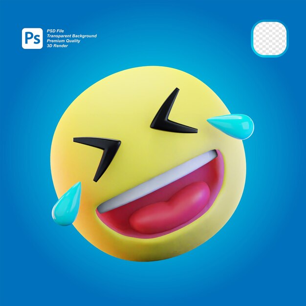 Rendering 3d titolato emoji di risata illustrazione 3d