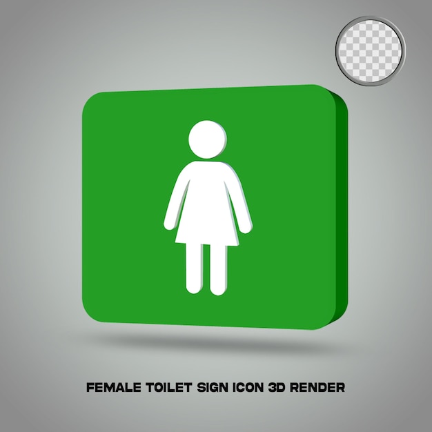PSD 3d rendering wc segno icona femminile psd