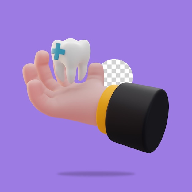 PSD 3d render tooth icon isolated