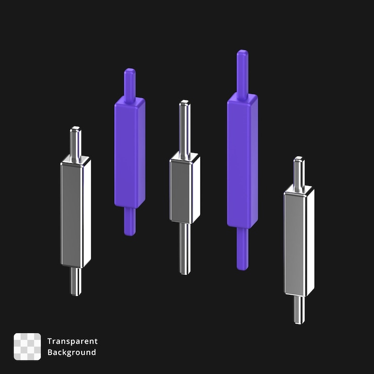PSD 3d render of trading candles