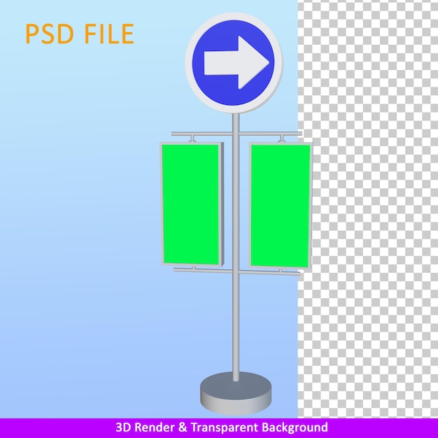 PSD 3d render traffic sign with led display