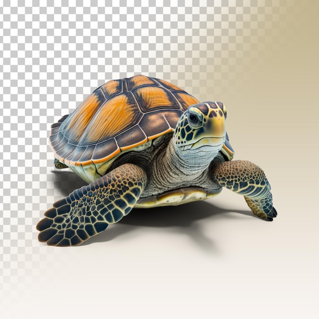 PSD 3d render transparent detailed sea turtle