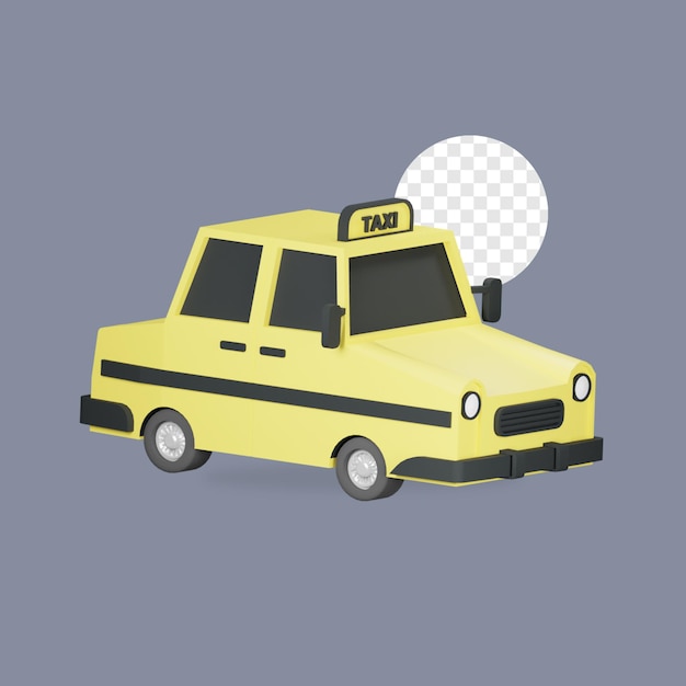 PSD 3d render transportation taxi side view