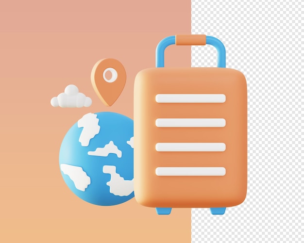 3d render of travel around the world illustration icons for UI UX web mobile apps social media ads