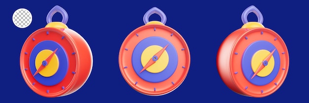 3d render travel icon compass