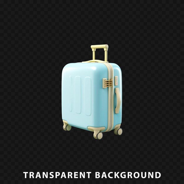 PSD 3d render travel suitcase isolated on transparent background