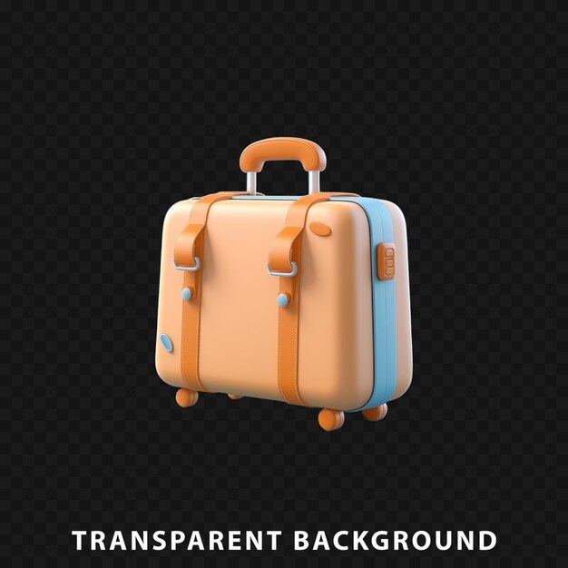 PSD 3d render travel suitcase isolated on transparent background