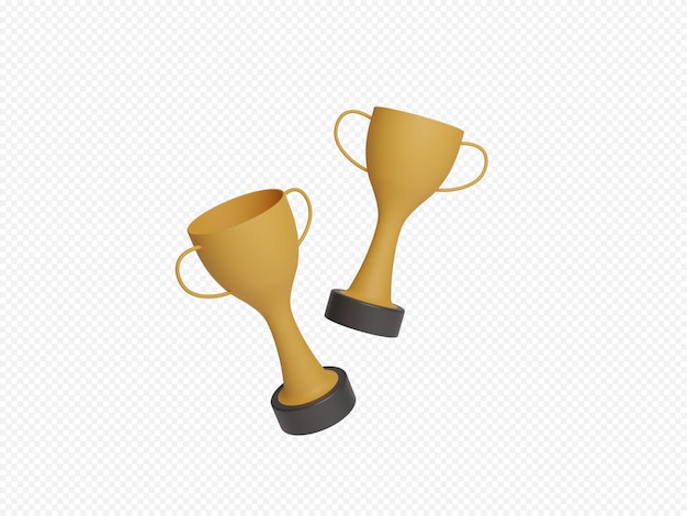 3d render trophy cup isolated on transparent background.