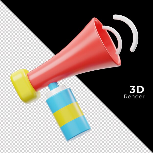 PSD 3d render trumpet to celebrate and anniversary party new years