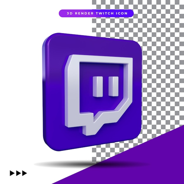 3d render twitch icon isolated