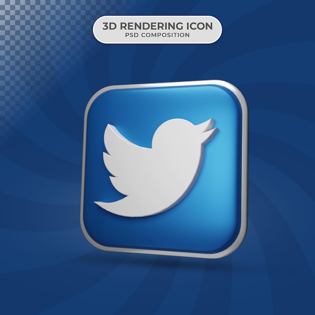 Twitterアイコンデザインの3Dレンダリング