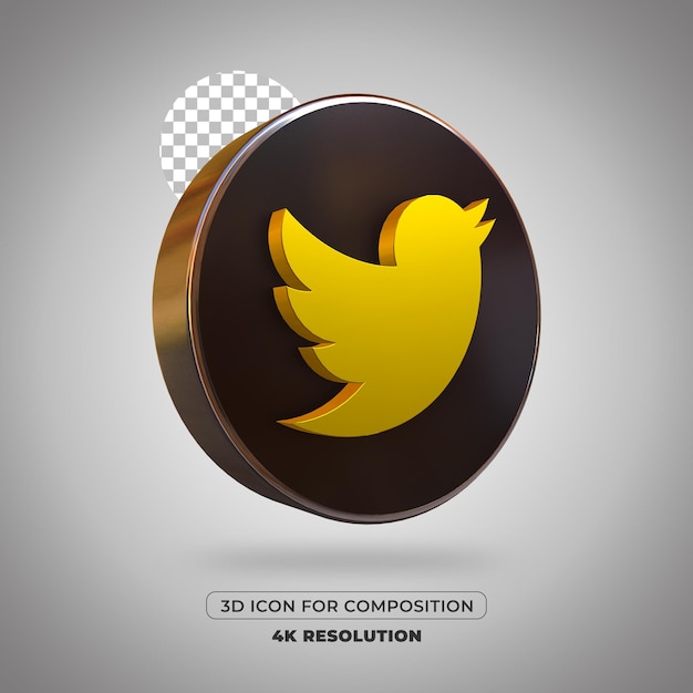 3d render twitter icon isolated