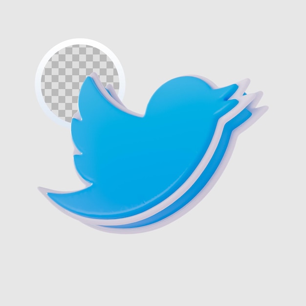 PSD 3d rendering twitter icona sfondo trasparente