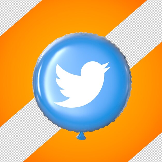 PSD rendering 3d palloncino logo twitter