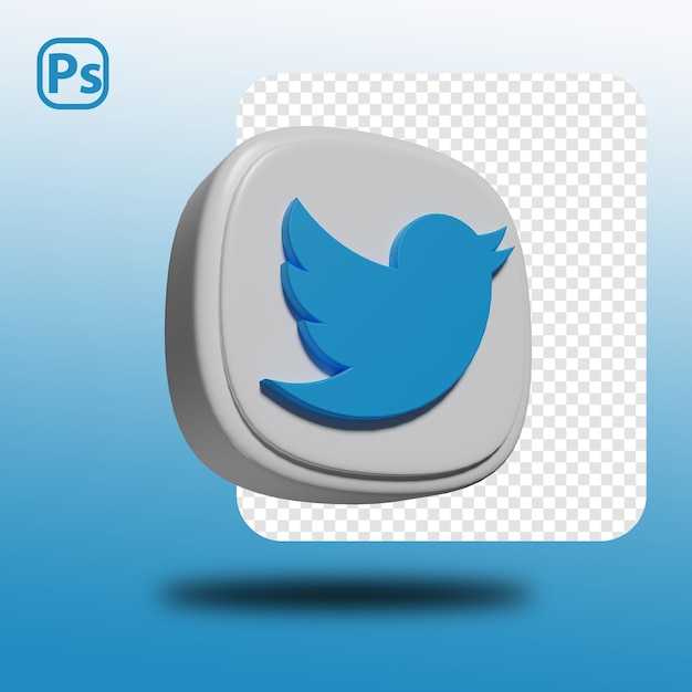 Rendering 3d logo minimo di twitter isolato