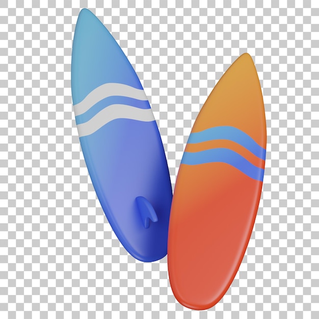 3d render of Two colorfull Surfboards icon