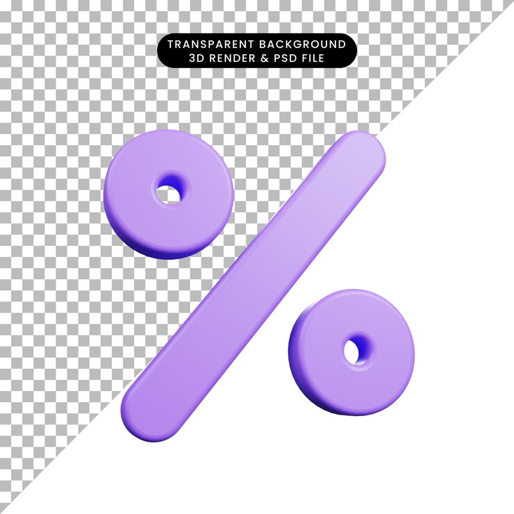 3d render ui icon of percent
